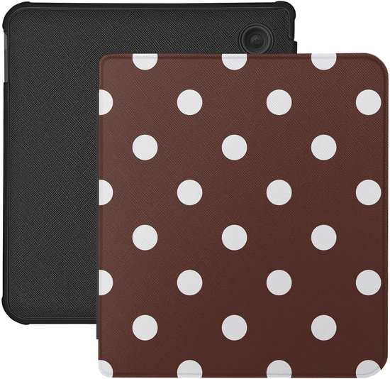 Lunso Geschikt voor Kobo Libra Colour hoesje (7 inch) - Vegan Saffiano Leren Sleep Cover - Vintage Dots van Merkloos