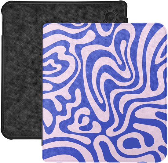 Lunso Geschikt voor Kobo Libra Colour hoesje (7 inch) - Vegan Saffiano Leren Sleep Cover - Voilet Vortex van Merkloos
