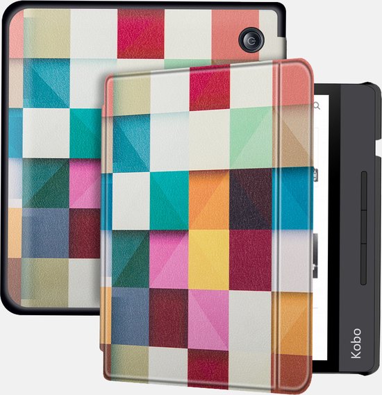 Lunso Geschikt voor Kobo Libra H20 hoes (7 inch) - sleep cover - Blokken van Merkloos