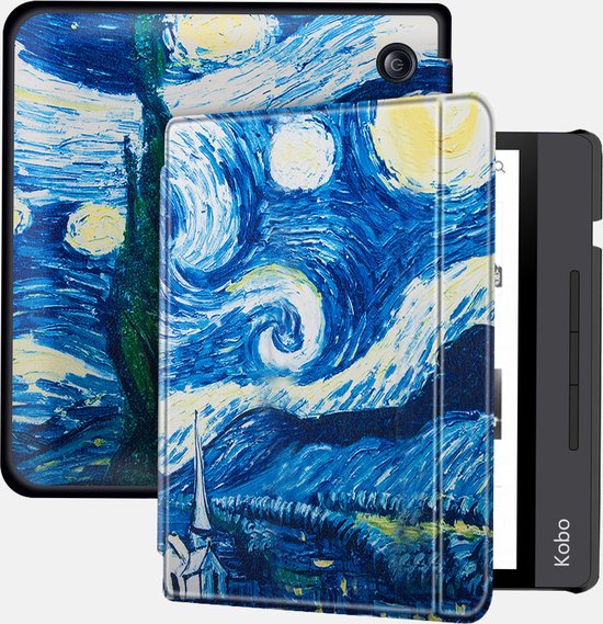 Lunso Geschikt voor Kobo Libra H20 hoes (7 inch) - sleep cover - Van Gogh Schilderij van Merkloos