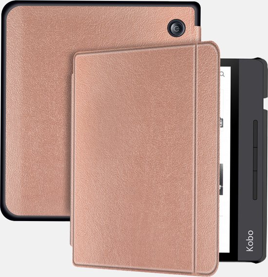Lunso Geschikt voor Kobo Libra H20 hoes (7 inch) - sleepcover - Roze Goud van Merkloos