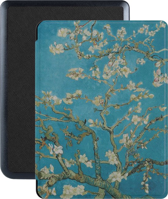 Lunso - Geschikt voor Kobo Nia hoes (6 inch) - Vegan Saffiano Leren sleep cover - Van Gogh Amandelbloesem van Lunso