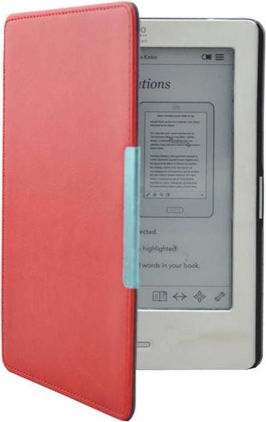 Lunso - Geschikt voor Kobo Touch 1 (6 inch) - flip hoesje - Rood van Lunso