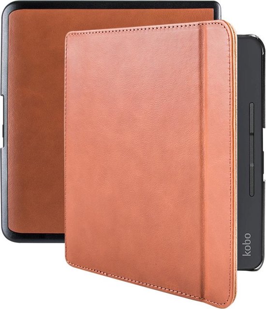 Lunso - Lederen sleepcover hoes - Geschikt voor Kobo Forma (8 inch) - Cognac van Lunso