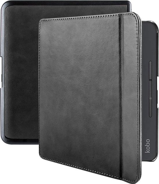 Lunso - Lederen sleepcover hoes - Geschikt voor Kobo Forma (8 inch) - Zwart van Lunso
