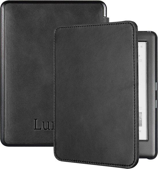 Lunso - Lederen sleepcover hoes - Geschikt voor Kobo Glo / Glo HD / Touch 2.0 (6 inch) - Zwart van Merkloos