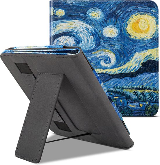 Lunso - Luxe sleepcover stand hoes - Geschikt voor Kobo Libra 2 (7 inch) - Van Gogh De Sterrennacht van Merkloos