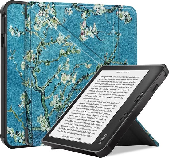 Lunso - Origami sleepcover hoes - Geschikt voor Kobo Sage - Van Gogh Amandelbloesem van Lunso