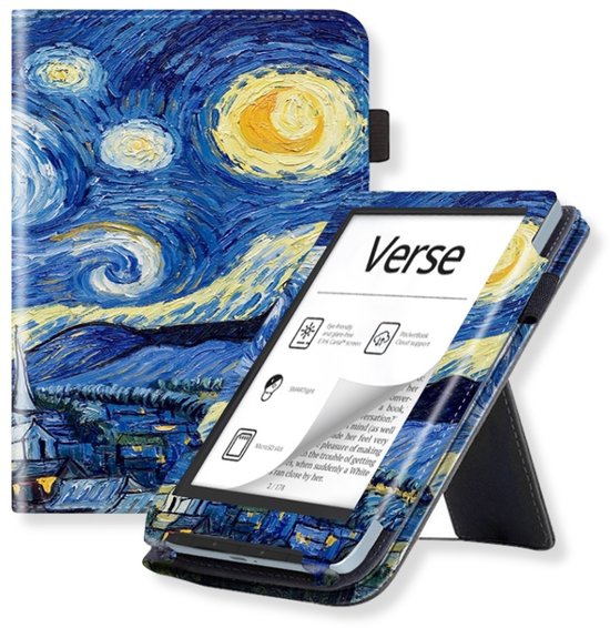 Lunso PocketBook Verse / Verse Pro / Verse Color hoes (6 inch) - Luxe Stand sleepcover - Van Gogh Sterrennacht