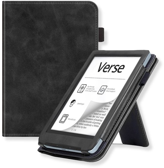 Lunso PocketBook Verse / Verse Pro / Verse Color hoes (6 inch) - Luxe Stand sleepcover - Zwart van Lunso