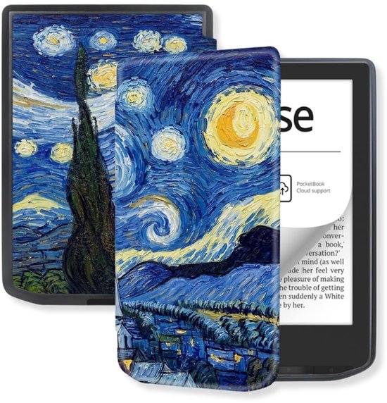 Lunso PocketBook Verse / Verse Pro / Verse Color Slim hard case hoes (6 inch) - sleepcover - Van Gogh Sterrennacht van Lunso