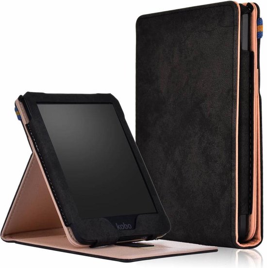 Lunso - sleepcover portret stand hoes - Geschikt voor Kobo Clara HD - zwart van Lunso