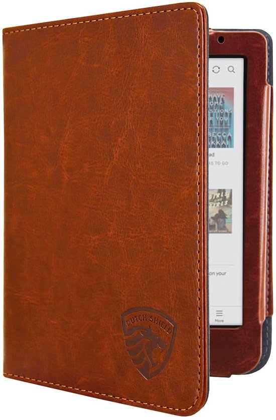 Luxe Hoesje - Sleepcover Geschikt voor Kobo Clara Colour - Book Case Hoes Cover - Cognac Bruin - ereader hoesje - cover van Merkloos