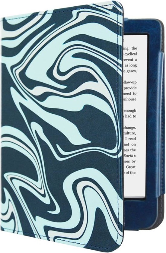 Luxe Sleepcover Geschikt voor Tolino Shine 4 Hoes Abstract Petroleum Kleuren van Luxe