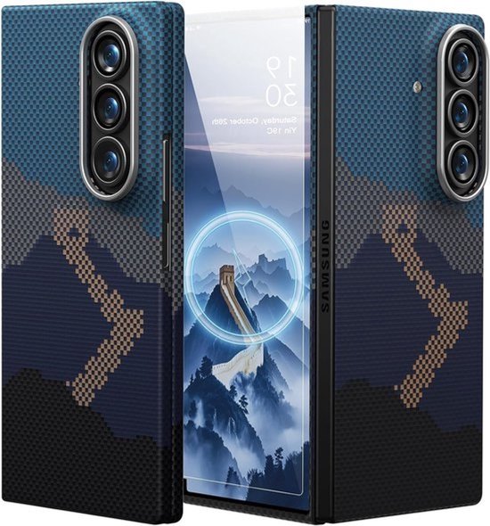 Magnetische aramidevezel hoes voor Samsung Galaxy Z Fold 7 - 38 magneten - Carbon fiber