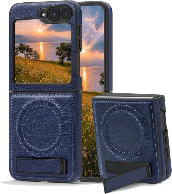 Magnetische Leren Hoes met Kickstand voor Samsung Galaxy Z Flip 6/7 FE - Slim, Schokbestendig en Vintage Ontwerp met Vouwbare Standfunctie