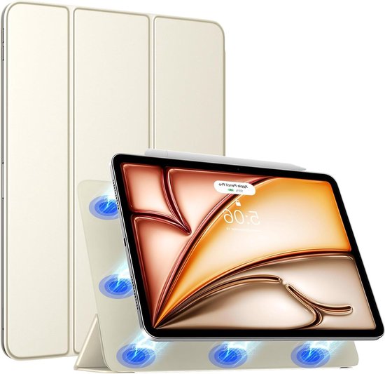 Magnetische Smart Folio Hoes voor iPad Air 11 Inch (M3/M2-2025/2024) met Trifold Stand, Auto Wake/Sleep en Champagne Gouden Afwerking voor iPad Air 5e/4e Generatie