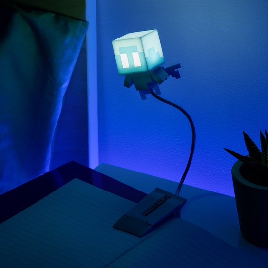 Minecraft Allay Clip‑On Boeklamp – Officieel gelicentieerde leeslamp, clip‑lamp ontwerp met flexibele kabel, met Allay‑mob‑gevormde kop, 3 lichtmodi, werkt op batterijen – Paladone