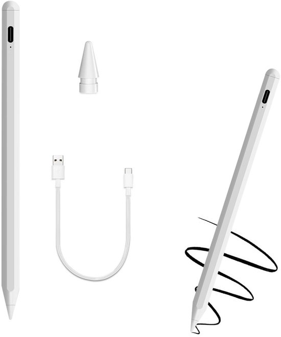 MIVRAY Styluspennen - Magnetische Stylus Met Oplaadbare Functionaliteit, Draadloze Stylus Voor Apple Pencil Compatibele Apparaten, Vervangbare Tip - ABS, Wit
