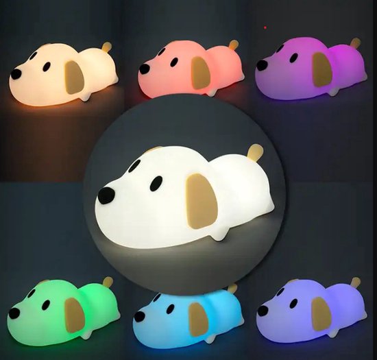 Mogi Products - Nachtlampje Kinderen - Hondje - LED - USB Oplaadbaar - Babykamer Nachtlampjes - 7 Kleuren - Nachtlamplampje Kinderen-Kinder nachtlampje van Mogi Products