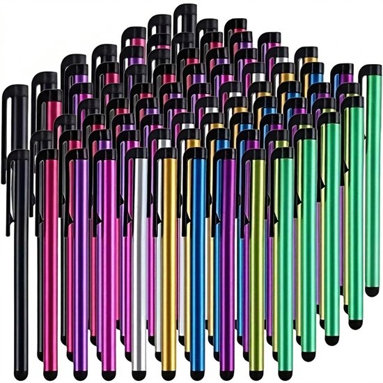 Multicolor touchscreen pen stylus pen set 25 stuks dames heren met clip en rubber tip geschikt voor iPhone 16/15/14/13/Pro Max, Samsung S23/S22 5G, iPad Air Pro Mini, Tabletten van Merkloos