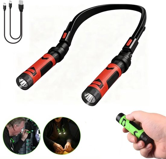 Neklamp - Nek Leeslamp - LED Leeslampje - Flexibele LED Leeslamp - Neklampje - Leeslamp - Leeslampje - Neklampje voor Haakwerk/Boek/Klussen - Bedlamp - USB-C Oplaadbaar leeslampje - Afneembare - 2 Helderheid - 120° Verstelbare Koppen - 1000mah