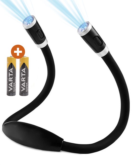 Neklamp – Nekleeslamp – Neklampje voor haakwerk – Boeklamp – Boeklampje – Leeslamp – Leeslampje voor boek – Inclusief batterijen - Zwart van The Reading Room