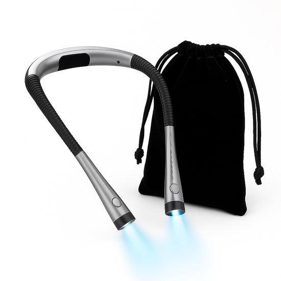 Neklamp Snoozzle inclusief reiszakje - Leeslamp voor in bed - Oplaadbaar met USB-C - Bedlamp - E-reader - Draadloos leeslampje - 9 lichtstanden - Batterij van 80 uur - Zilver van Snoozzle