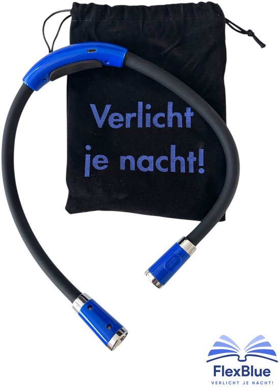 Nekleeslamp FlexBlue– Neklampje voor Boek of Klussen – Inclusief Opbergzakje - Flexibel Nek Leeslampje – Bedlamp – Kleur Blauw – 3 Lichtstanden – USB Oplaadbaar van Merkloos