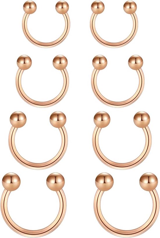 Neuspiercing van chirurgisch staal 1,2 mm voor neus en lip (diameter 6-12 mm)