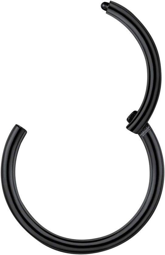 Neuspiercing voor mannen Ring 6 mm Fijne sluiting Zwart voor helix/oorkraakbeen/tragus - Staafje 20G (0,8 mm) Coole trendy sieraden