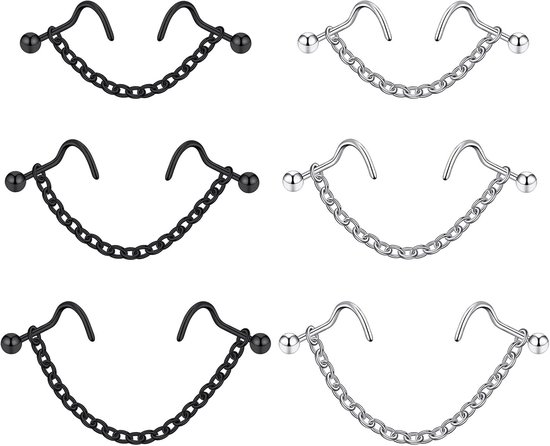 Neusring, neusketting, L-vormige neusstuds spiraal, 316L roestvrij staal, neuspiercing, sieraad