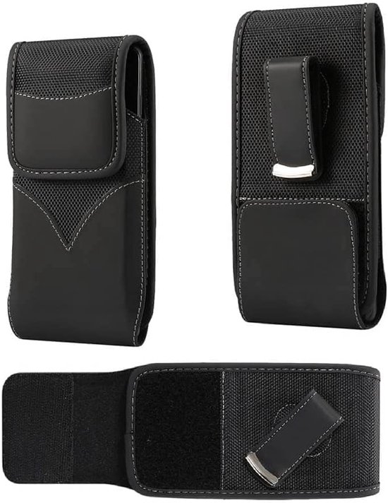 New Style Nylon Belt Holster with Swivel Metal Clip voor Intex Aqua Trend Lite SIM TD-LTE - Black