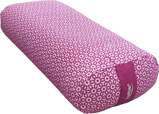 Om Namaste Design Yogabolster Ovale Bolster voor Yoga - Ovaal Design - Roze & Paars - Pink Flower van Om Namaste