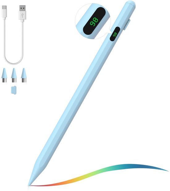 OmGoods - Dailygoody - Stylus Pen - Universele Compatibiliteit - LED Power Display - Blauw - Geschikt voor Touch Screens - Tablet Pen - Voor iPad/iPhone/Samsung