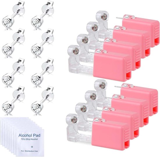 Oorgaatjespistool, wegwerp steriele veiligheids-oorneuspiercing-pistoolkit, piercingpistool studs met oorknopjes-asepis-piercing-kit