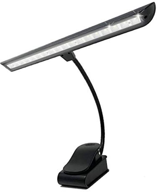 Oplaadbare Dimbare Muziekhouder met 18 LEDs - Klemlamp voor Lezen en Pianolamp - 2 Kleurmodi Zwart van Glocusent