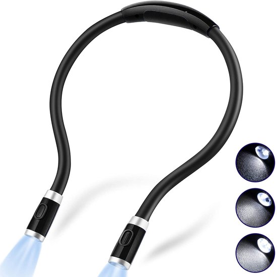 Oplaadbare LED Leeslamp - Handsfree Neklamp, 3 Helderheidsniveaus, Flexibel voor Lezen in Bed van FlowingTail