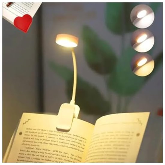Oplaadbare leeslamp met 3 verlichtingsstanden en oogbescherming - Batterij met lange levensduur, 360° flexibele opklikbare boeklamp van Merkloos