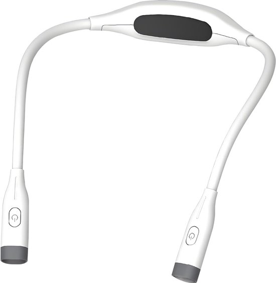 Oplaadbare leeslamp voor om de nek, LED-leeslamp, 3 kleurstanden en instelbare helderheid, flexibele handsfree lamp, perfect voor breien en knutselen, wit.