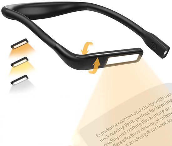 Oplaadbare nekleeslamp, leeslamp, neklamp om in bed te lezen, 3 kleuren, oogbescherming, instelbare helderheid, ergonomisch, comfortabel, flexibel, voor breien van Merkloos