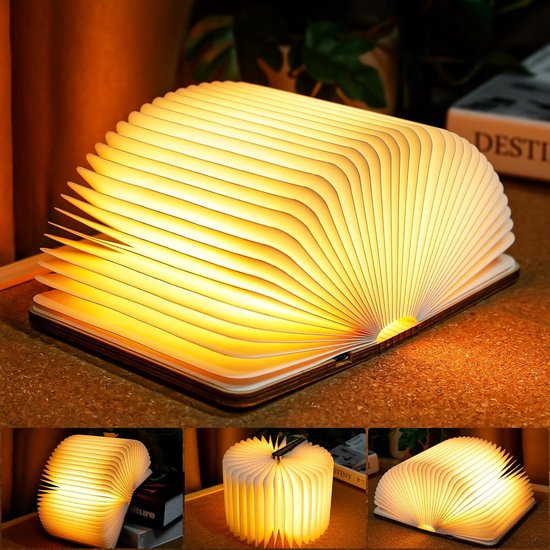 Opvouwbare LED Boeklamp met Oplaadbare USB-C en Warm Wit Licht - Perfect voor Cadeaus en Thuisdecoratie van Gingko