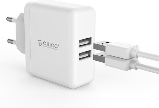 Orico Dubbele thuislader - adapter 2x 2.4A - 15W - Wit van ORICO