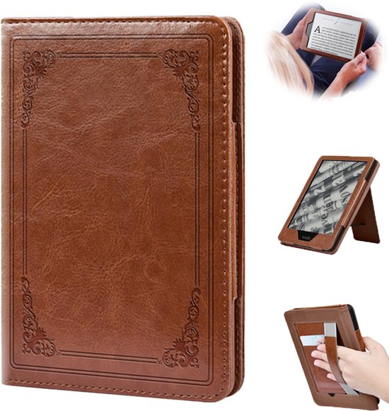 OUYLAF 7 inch e‑reader hoes - E-reader beschermhoes - Leerachtige e-reader cover - E-reader hoes leer - bruin - E‑reader beschermhoes met handriem - E Reader beschermhoes