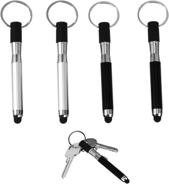 Pen, 4 stuks balpen met touchpen, mini universele stylus 3-in-1 pen touch pen, mobiele telefoon pen voor alle mobiele telefoons, stylus touchpen, mobiele telefoon pen voor smartphones voor