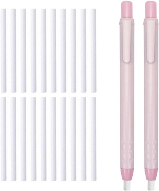 Pen Style Eraser Bundle - 2 Eraser Pens + 20 Refills - Replaceable for On-the-Go Correction - No-Smudge for Students, Offices & Artists (Pink)