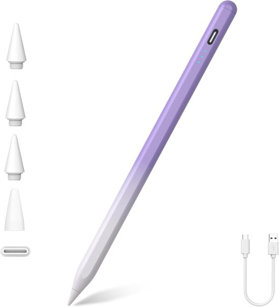 Pen voor Apple iPad 2026-2018, snel opladen/kantelgevoeligheid, Palm Rejection Stylus Pencil voor iPad A16 11e/10e-6e generatie, Air M4 M3 M2 11"/13"/5-3 Gen, Pro M5 11"/13"/12.9", Mini 7e/6e/5e