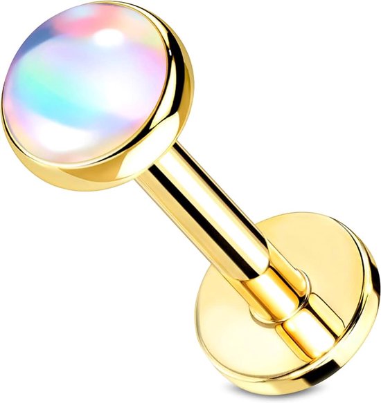 Piercing opaal chirurgisch staal 316L 1,2mm grootte oorknopjes helix tragus neuspiercing universele piercing lippiercing binnendraad kleuren 6/8mm lang