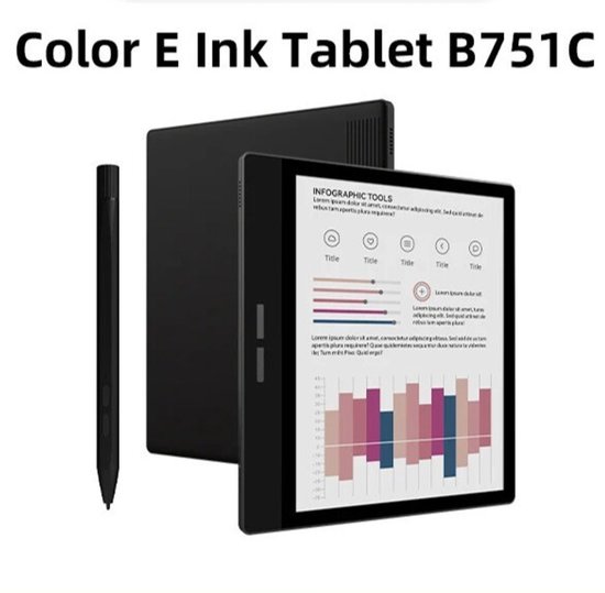 Pimstor - B751C - kleuren e‑ink / ereader – inc. stylus & case - jouw compacte alles-in-één lees- en notitiepartner! van Merkloos