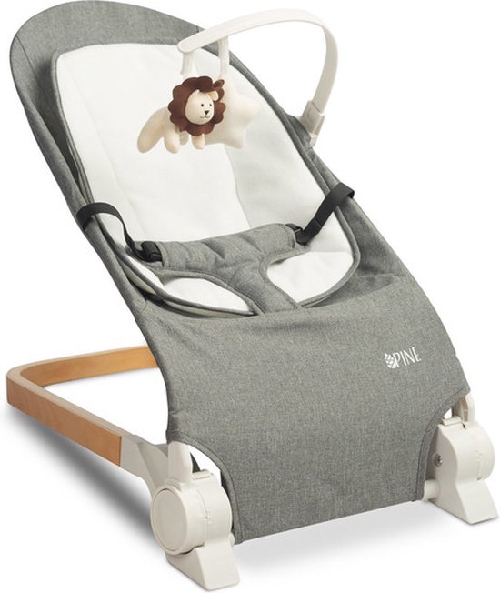 Pine Baby Bouncer Grijs - Wipstoel - Babystoel Voor Aan Tafel - Baby Stoeltje Zitten Voor Thuis - Verstelbare Babyrelax - Baby Rocker van Cangaroo